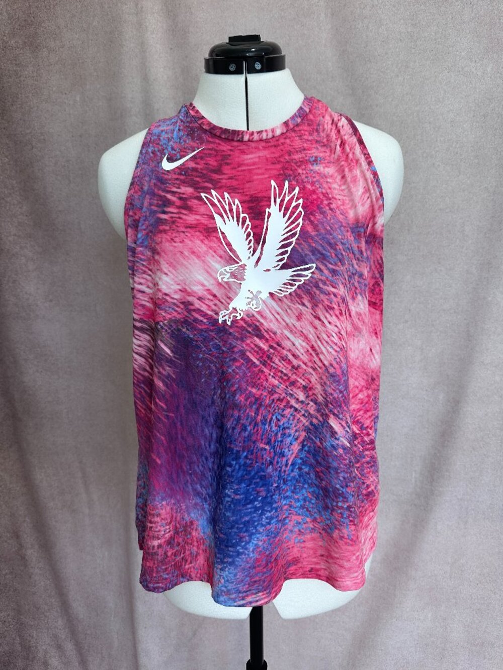 Nike Pro Elite Team Archives Running Tank in Pink and Blue Tie-Dye, Eagle, XL